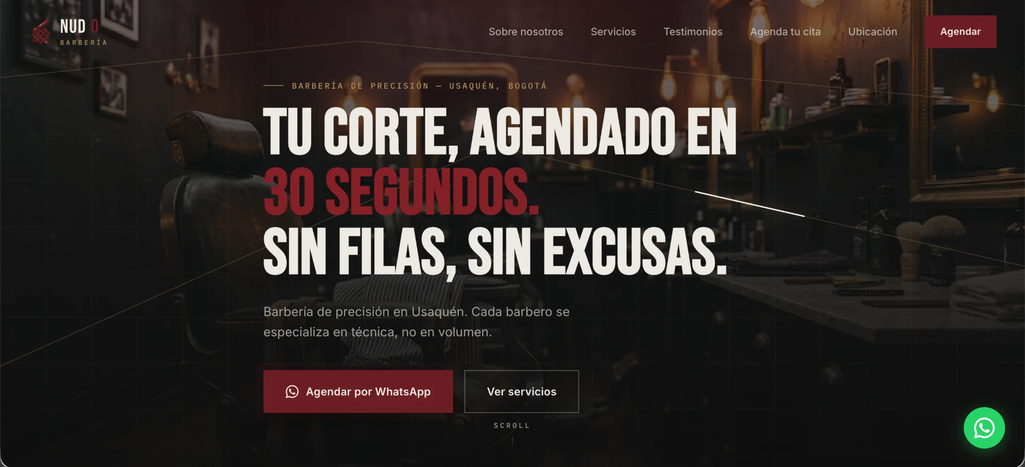 Sitio web de Nudo Barbería — barbería de precisión en Usaquén, Bogotá